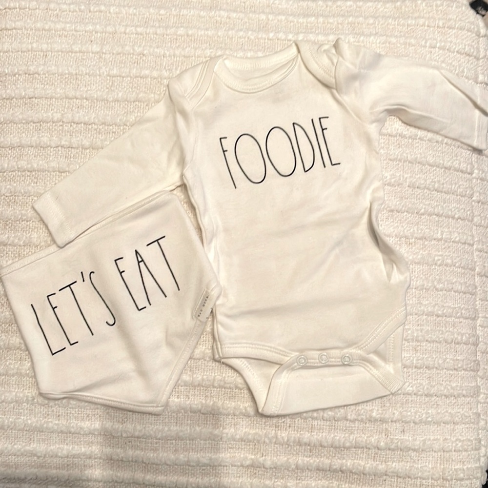RAE DUNN 0-3mo Onesie & Bib
